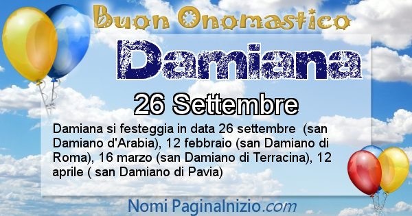 Damiana - Onomastico del nome Damiana