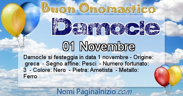 Damocle - Onomastico del nome Damocle