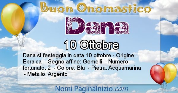 Dana - Onomastico del nome Dana