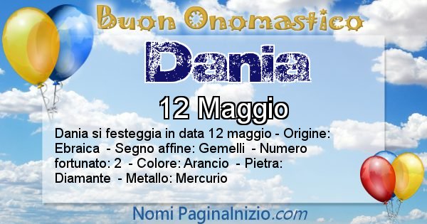 Dania - Onomastico del nome Dania