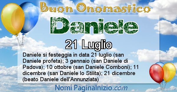 Daniele - Onomastico del nome Daniele