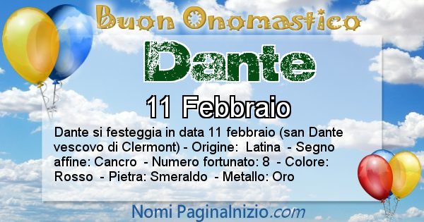 Dante - Onomastico del nome Dante