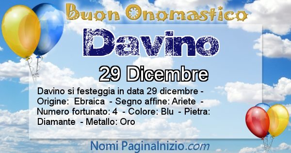 Davino - Onomastico del nome Davino