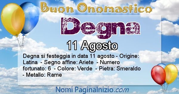 Degna - Onomastico del nome Degna