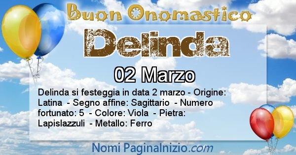 Delinda - Onomastico del nome Delinda