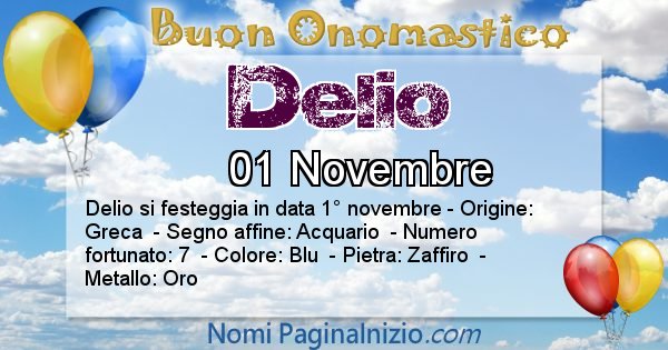 Delio - Onomastico del nome Delio