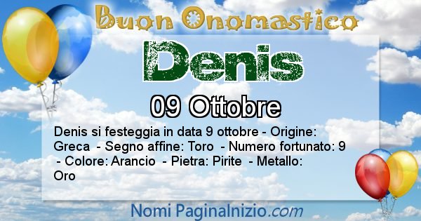 Denis - Onomastico del nome Denis