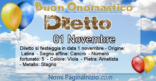 Diletto - Onomastico del nome Diletto