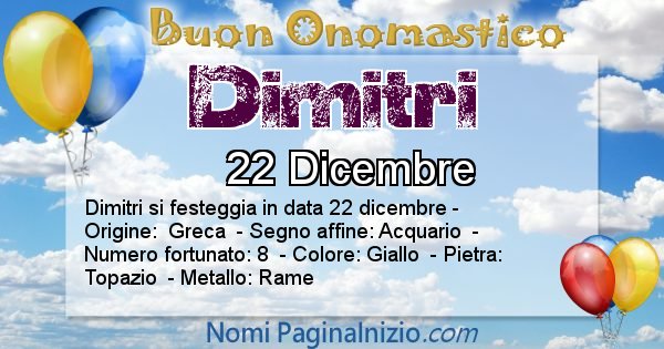 Dimitri - Onomastico del nome Dimitri