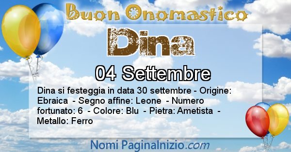 Dina - Onomastico del nome Dina