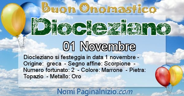 Diocleziano - Onomastico del nome Diocleziano
