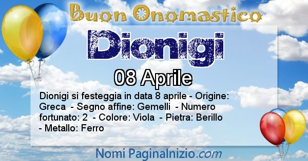 Dionigi - Onomastico del nome Dionigi