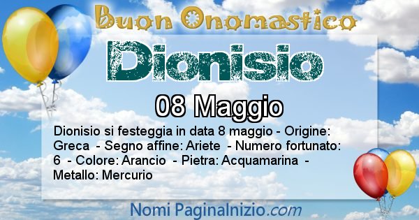 Dionisio - Onomastico del nome Dionisio