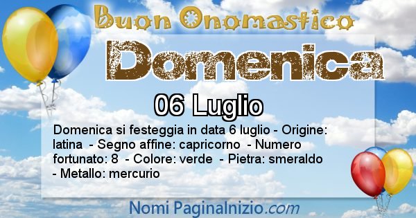 Domenica - Onomastico del nome Domenica