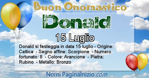 Donald - Onomastico del nome Donald