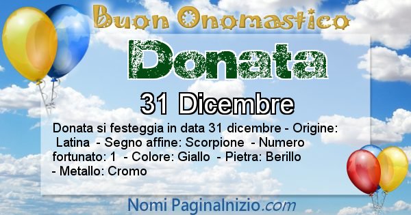 Donata - Onomastico del nome Donata