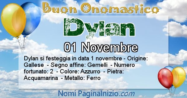 Dylan - Onomastico del nome Dylan