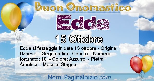 Edda - Onomastico del nome Edda