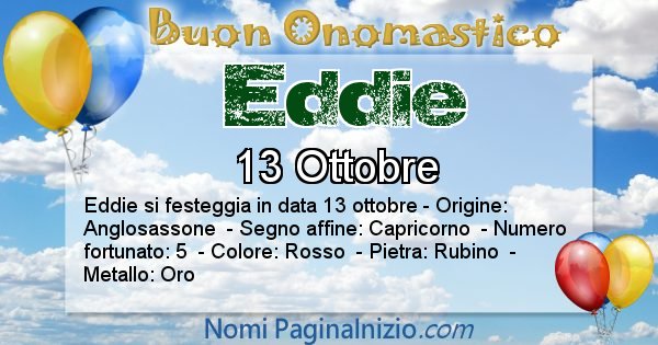 Eddie - Onomastico del nome Eddie