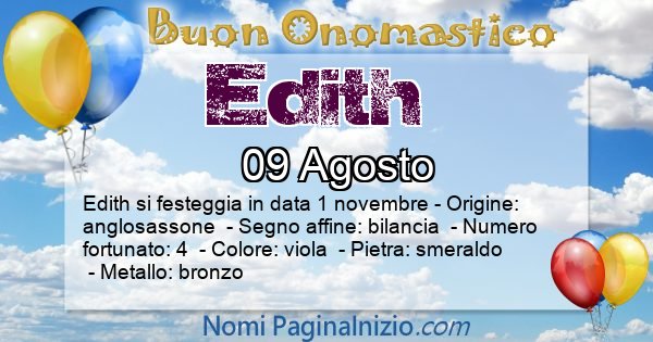 Edith - Onomastico del nome Edith