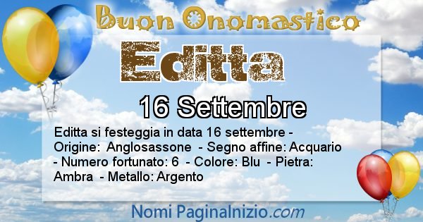 Editta - Onomastico del nome Editta