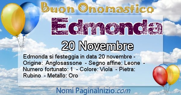Edmonda - Onomastico del nome Edmonda