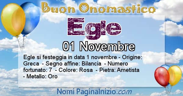 Egle - Onomastico del nome Egle