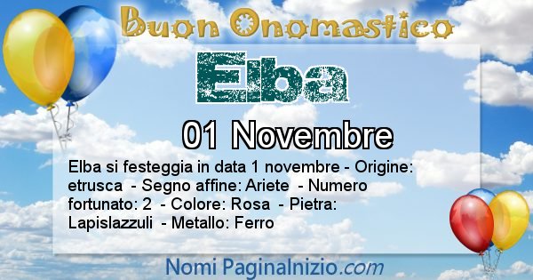 Elba - Onomastico del nome Elba