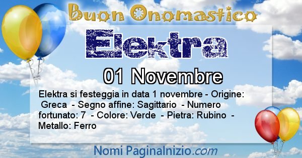 Elektra - Onomastico del nome Elektra