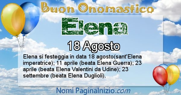 Elena - Onomastico del nome Elena