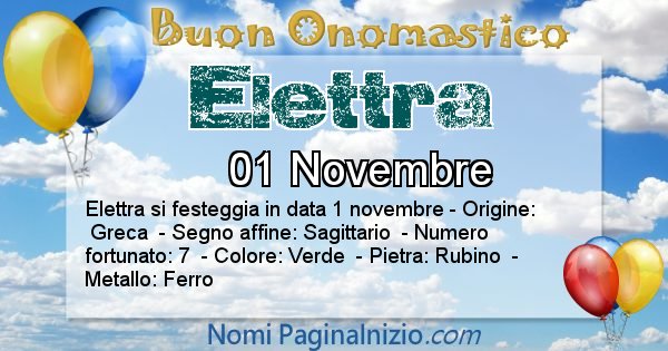 Elettra - Onomastico del nome Elettra