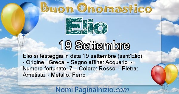Elio - Onomastico del nome Elio