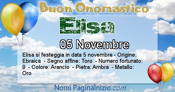 Elisa - Onomastico del nome Elisa