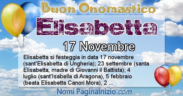 Elisabetta - Onomastico del nome Elisabetta