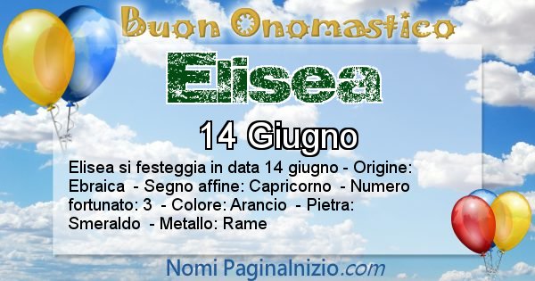 Elisea - Onomastico del nome Elisea