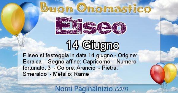 Eliseo - Onomastico del nome Eliseo