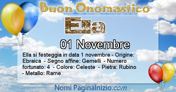 Ella - Onomastico del nome Ella