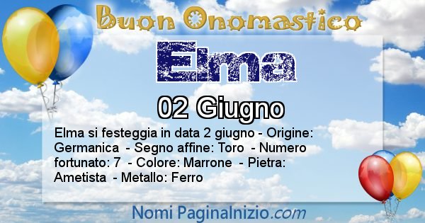 Elma - Onomastico del nome Elma