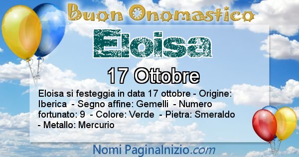 Eloisa - Onomastico del nome Eloisa