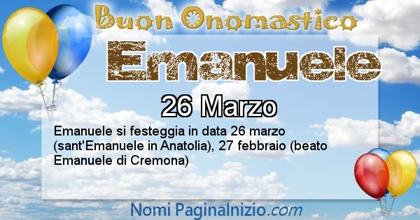 Emanuele - Onomastico del nome Emanuele