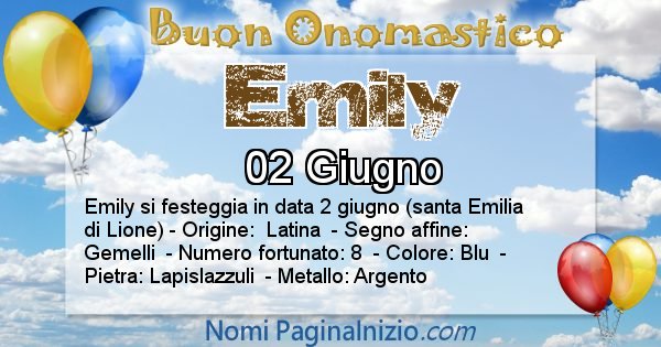 Emily - Onomastico del nome Emily