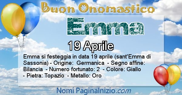 Emma - Onomastico del nome Emma