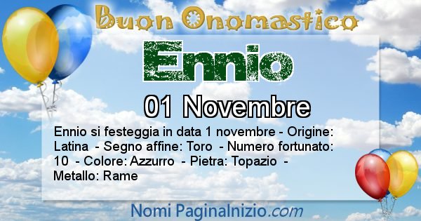 Ennio - Onomastico del nome Ennio