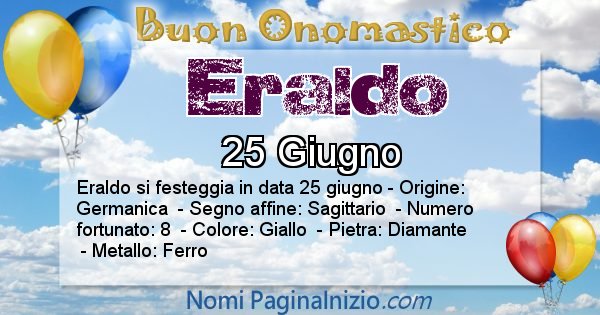 Eraldo - Onomastico del nome Eraldo