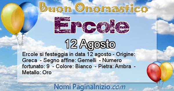 Ercole - Onomastico del nome Ercole