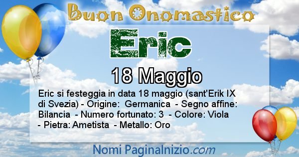 Eric - Onomastico del nome Eric