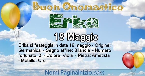 Erika - Onomastico del nome Erika