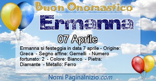 Ermanna - Onomastico del nome Ermanna