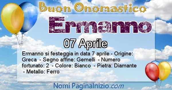 Ermanno - Onomastico del nome Ermanno