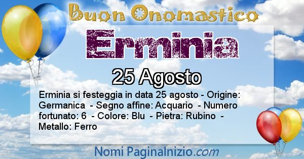 Erminia - Onomastico del nome Erminia